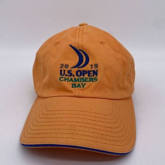 USGA Golf Cap Hat Adult OSFA Orange 2015 US‎ Open Chambers Bay Strap Back Mens - Picture 1 of 7